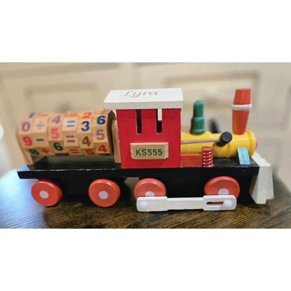 Wooden Toy Learning Train with Alphabet Numbers and Math Symbols